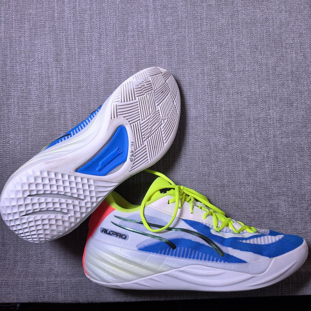Puma All-Pro Nitro Mens 15 White Blue Multi Basketball Shoes 311259-01